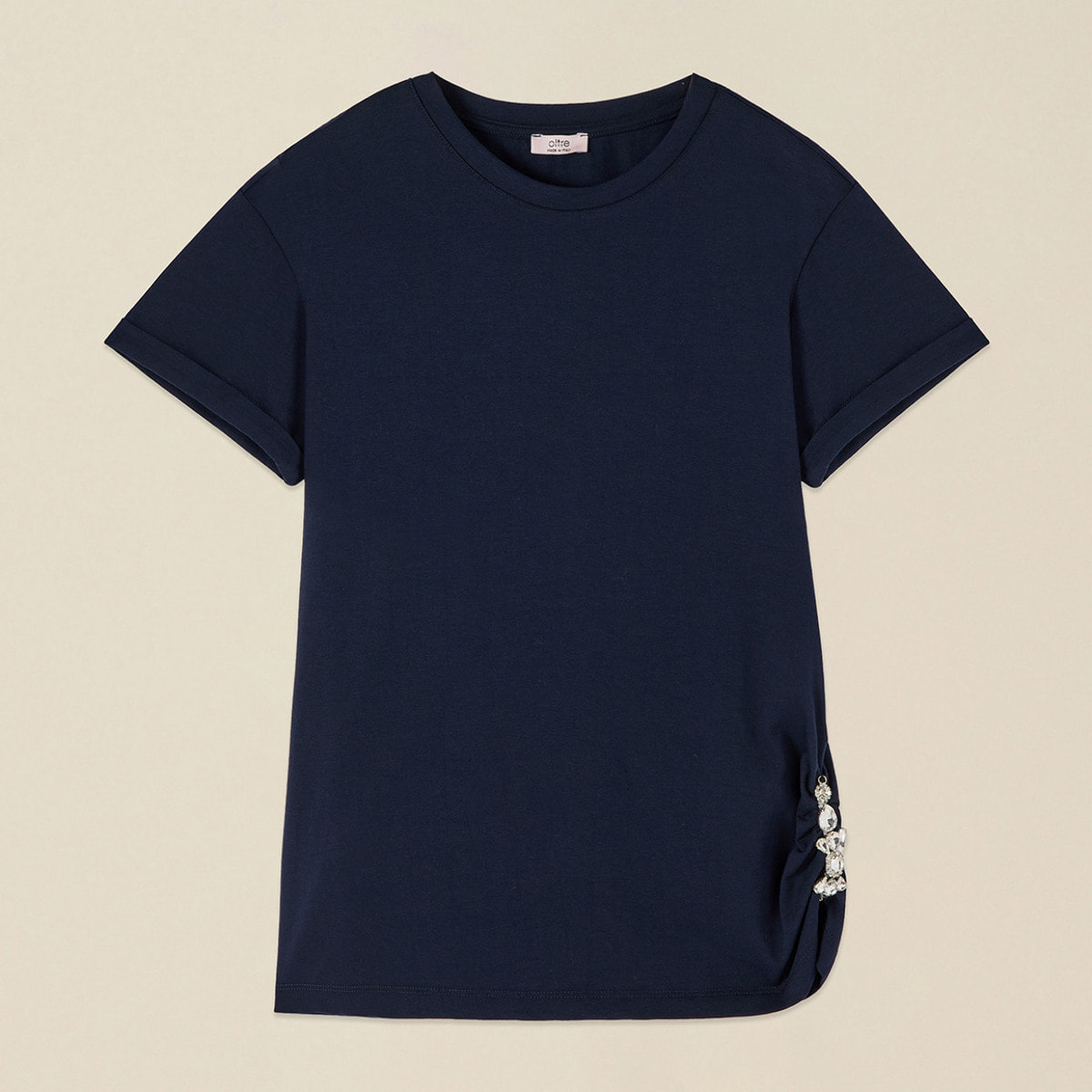 Oltre - T-shirt con dettaglio gioiello - Blu