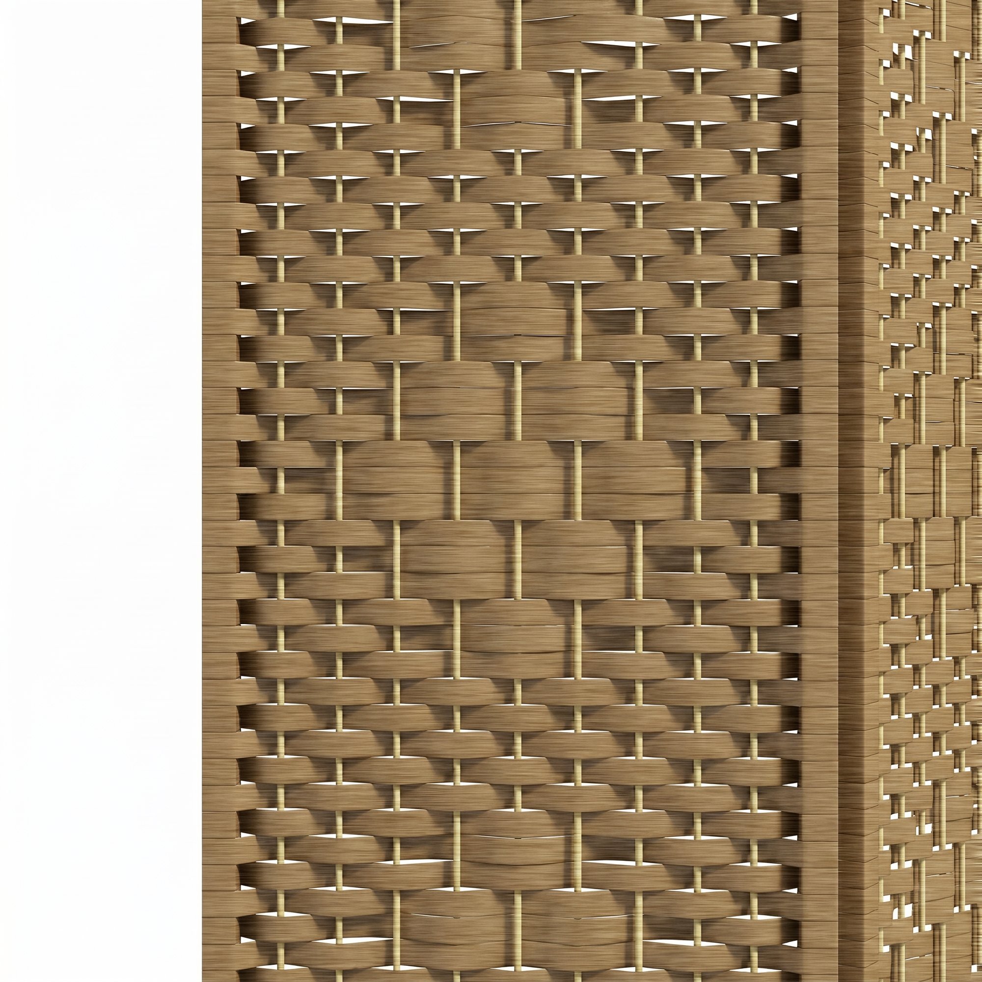 Paravent intérieur 4 panneaux pliables séparateur de pièce bois de peuplier bambou fibres de papier tressée beige paille