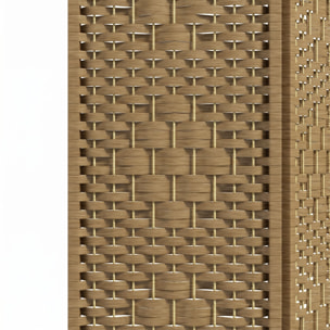 Paravent intérieur 4 panneaux pliables séparateur de pièce bois de peuplier bambou fibres de papier tressée beige paille