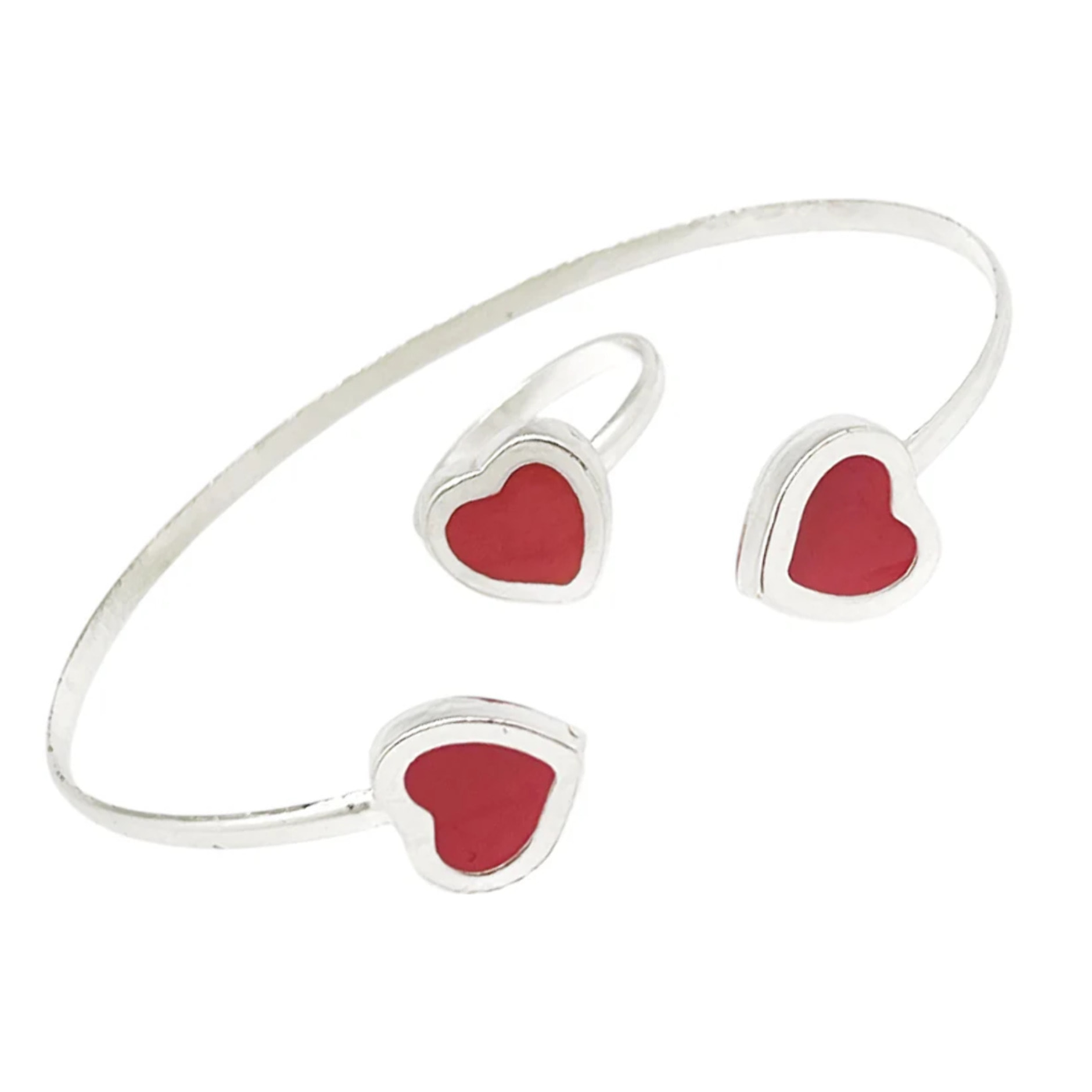Conjunto Colors Corazón Pulsera y anillo plata 10µ Rojo
