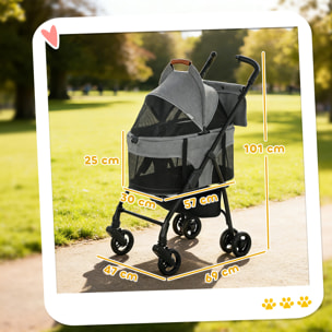Poussette pour chien  siège auto sac de transport 3 en 1 gris