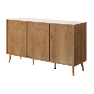 Goto - buffet bas - effet bois et cannage - 3 portes - 140 cm - Bois