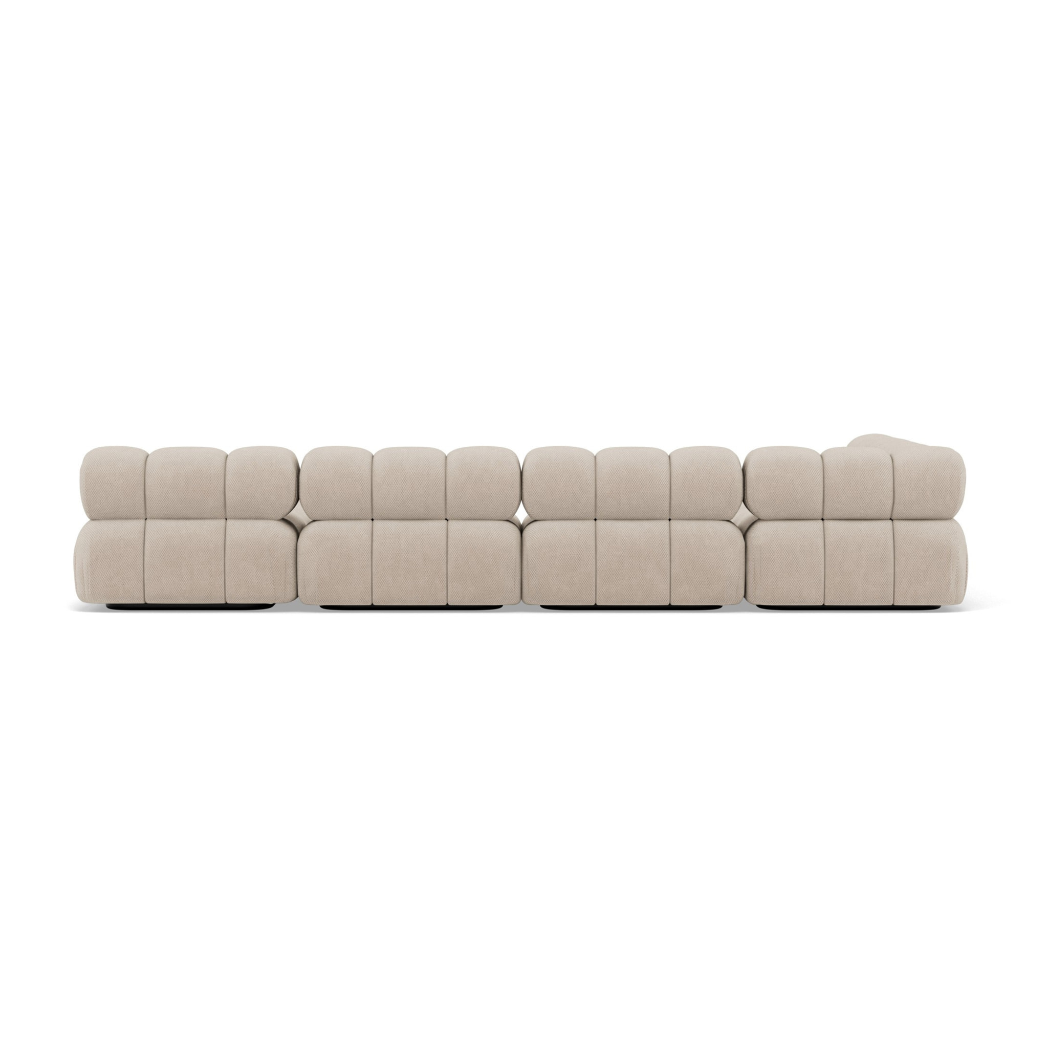 Ruby - canapé panoramique modulable d'angle gauche 7 places en velours texturé - Beige