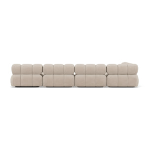 Ruby - canapé panoramique modulable d'angle gauche 7 places en velours texturé - Beige