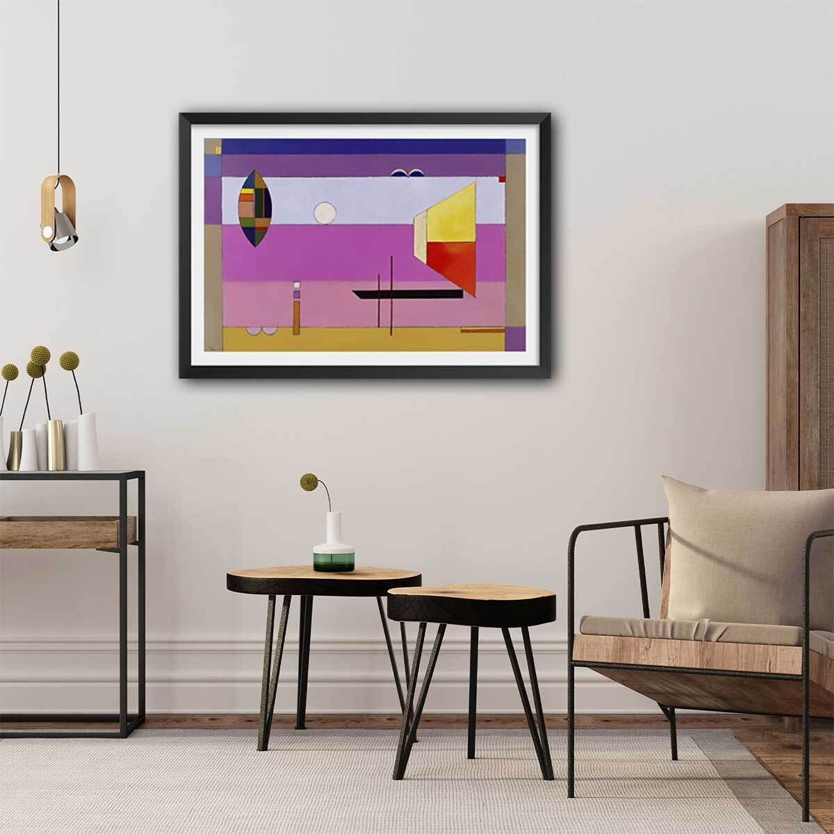 Poster Colds Stripes par Wassily Kandinsky Affiche + cadre en bois - Noir