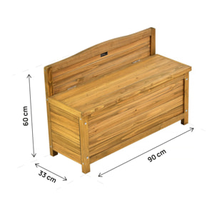 Banc coffre de jardin en bois "Ben" - 90 x 33 x 60 cm - Marron