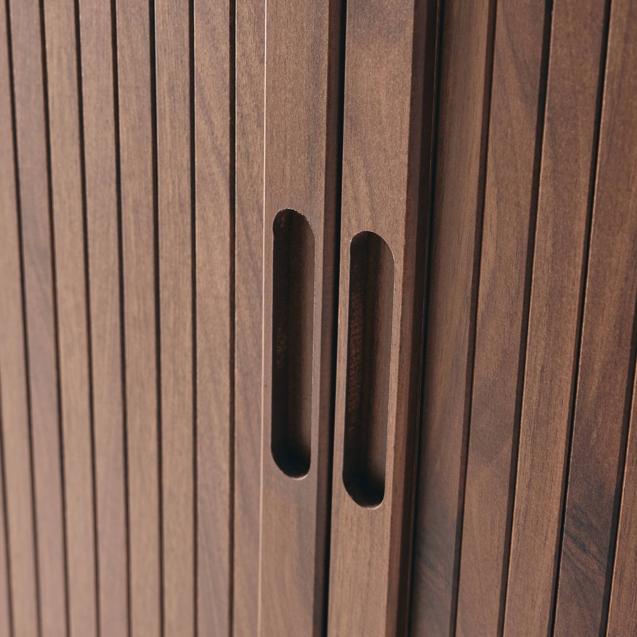 Buffet scandinave décor bois rainuré 2 portes coulissantes 80cm LEGACY