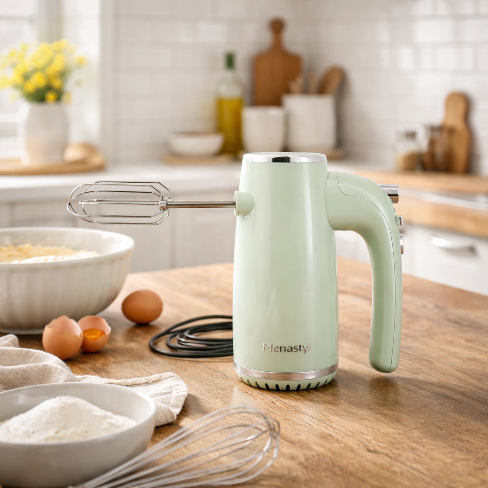 Batteur à main électrique en acier inoxydable celadon RETRO