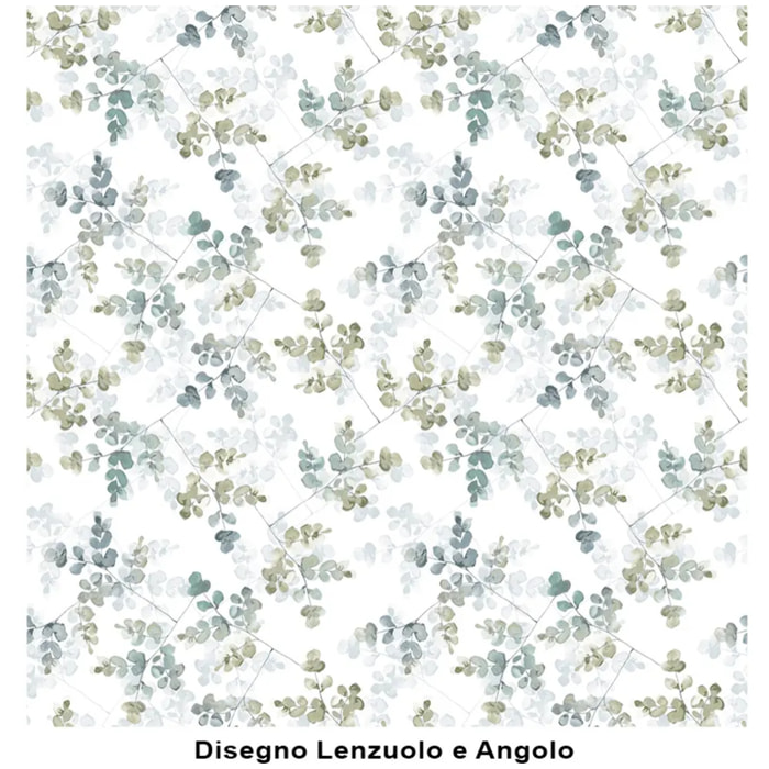 Completo Lenzuola PETALO VERDE 100% Cotone e Made in Italy floreale primavera