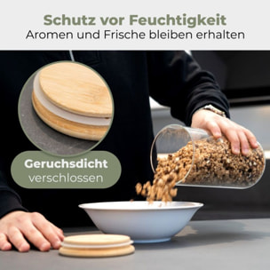 Set 6 bocaux en verre et couvercle en bois de haute qualité Classbach C-VD4029