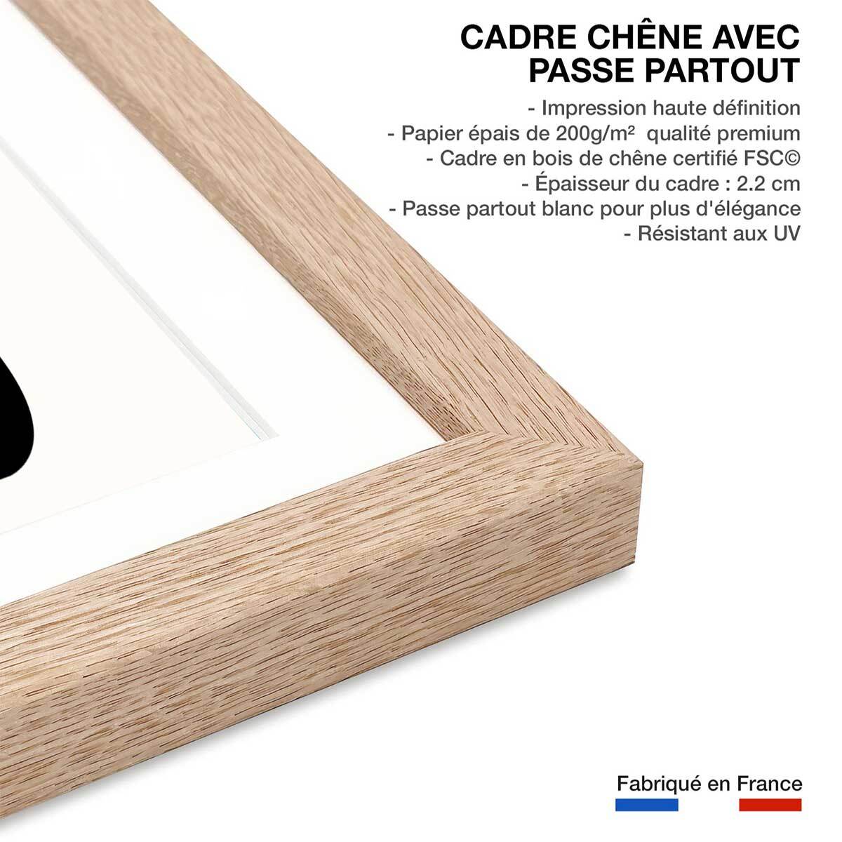 Affiche fleurs ""plante"" Affiche + cadre en bois - Chêne