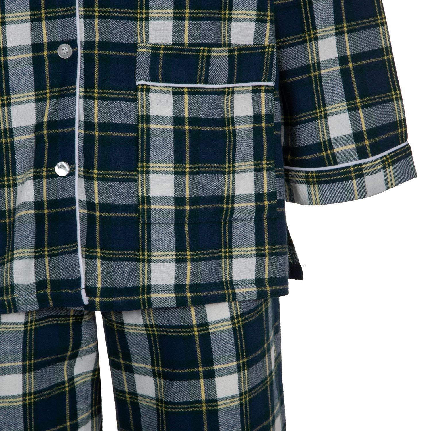 PIGIAMA DONNA in flanella scozzese verde, blu e bianco