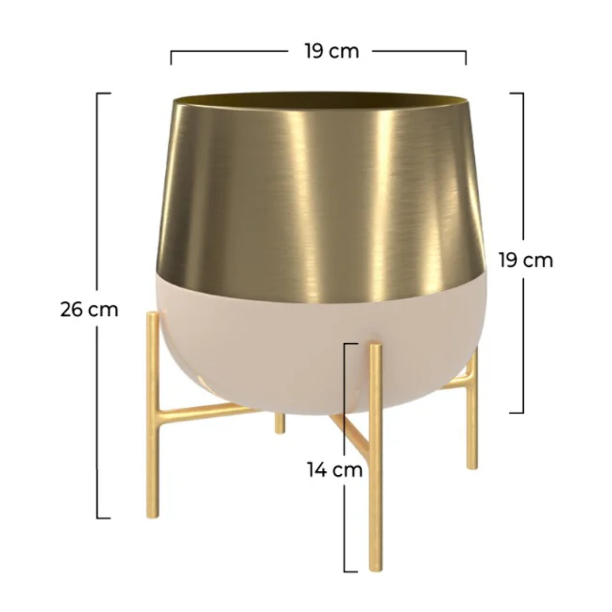 Cache-pot en métal rose clair et laiton - Moose