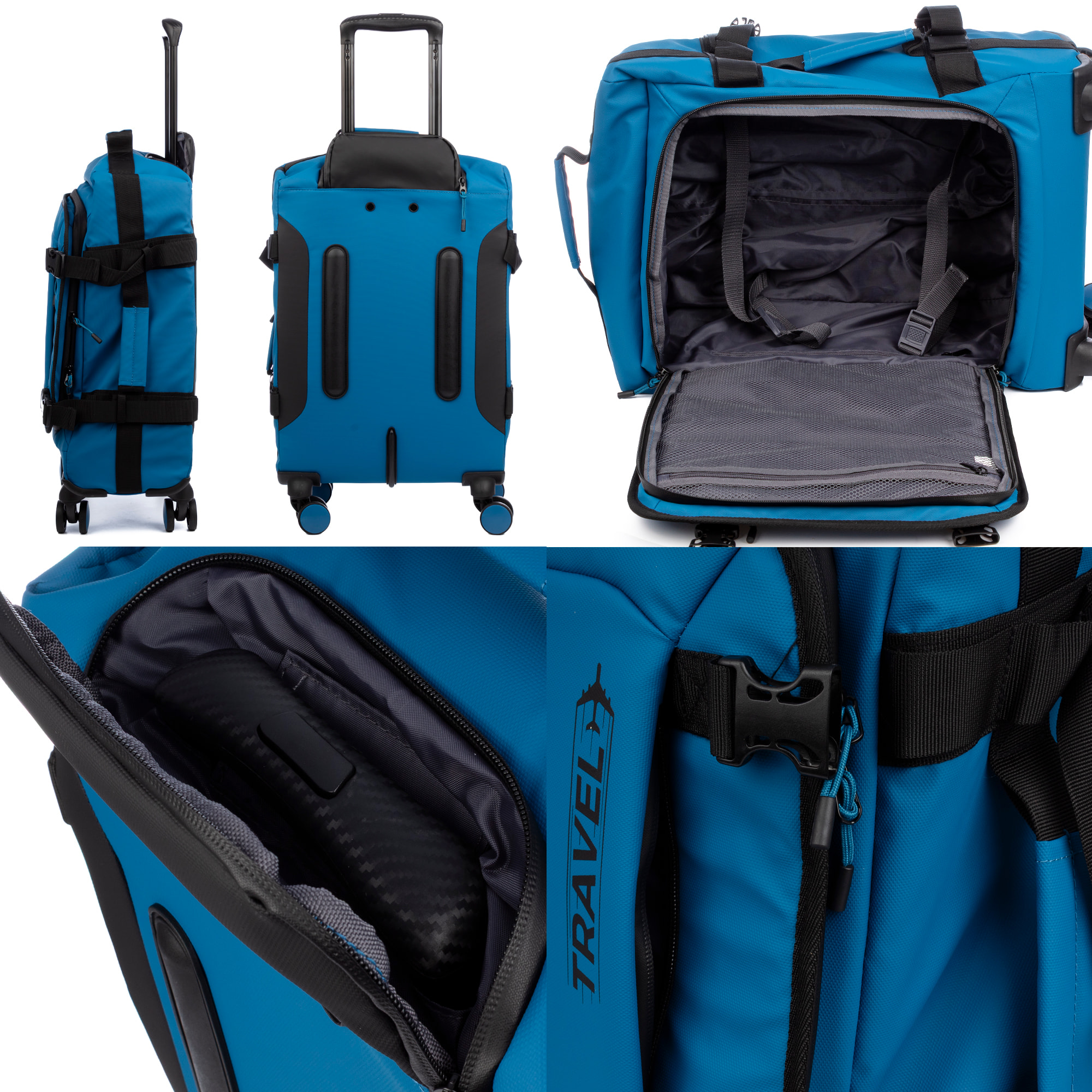 Set di 3 valigie flessibili in tessuto resistente all'acqua, riflettenti e di alta durata.