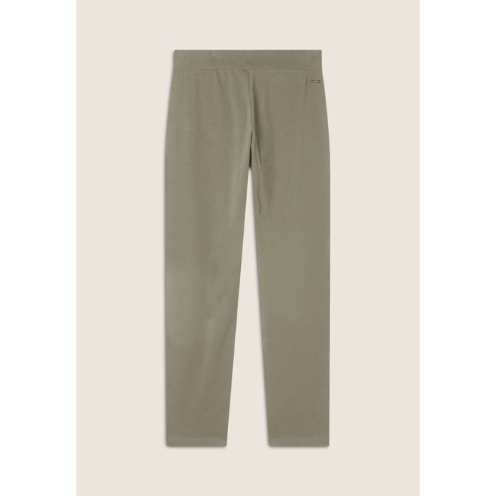 Pantaloni regular con spacchi e coulisse animalier