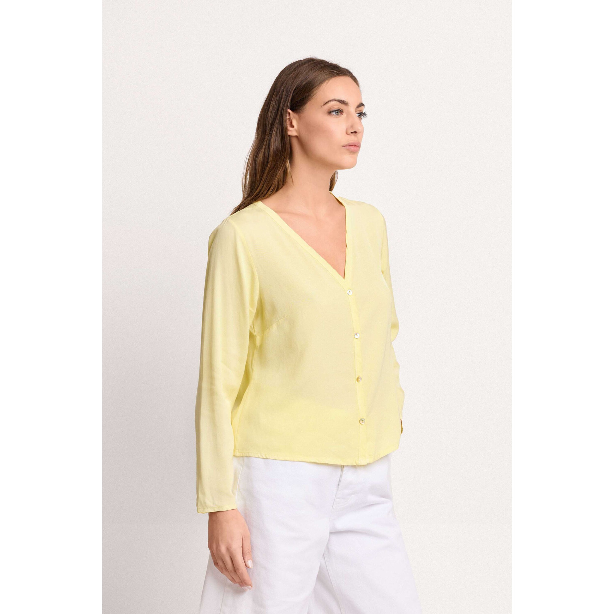 Kocca - Blusa fluida scollo a V Donna, Tinta unita, Scollo a V