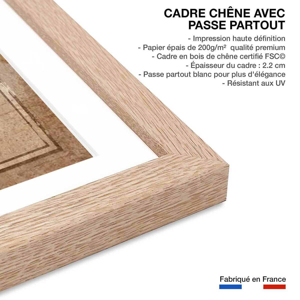 Affiche enfant paresseux étudiant  Affiche + cadre en bois - Chêne