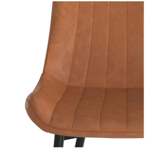 Lot de 2 chaises en cuir synthétique camel et métal noir - Killi