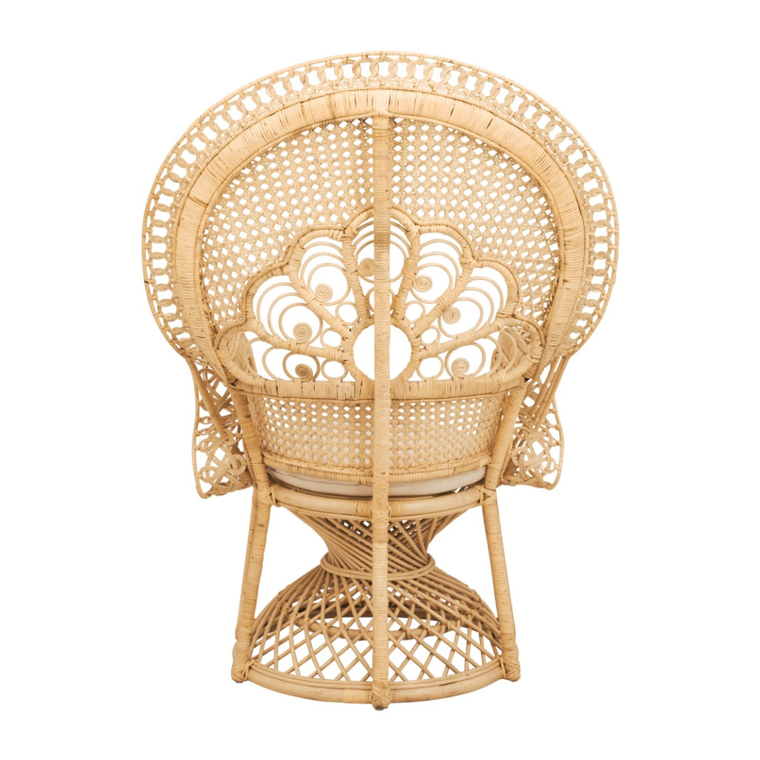 Fauteuil en rotin naturel et coussin blanc - Eloa