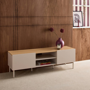 Meuble TV métal et décor bois 2 portes 140cm ASHTON