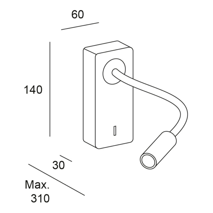 Forlight Mine - Luz de Lectura para Dormitorio LED con Luz Cálida 3000K con Interruptor Aplique de Pared Cabecero de Cama Negro