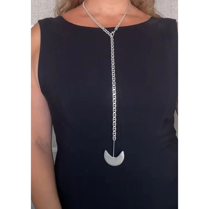 Collar Caleido largo multiposición corbatero en latón plata 10µ