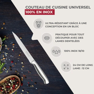 Set de 2 couteaux de cuisine 24 cm en inox Nirosta Star