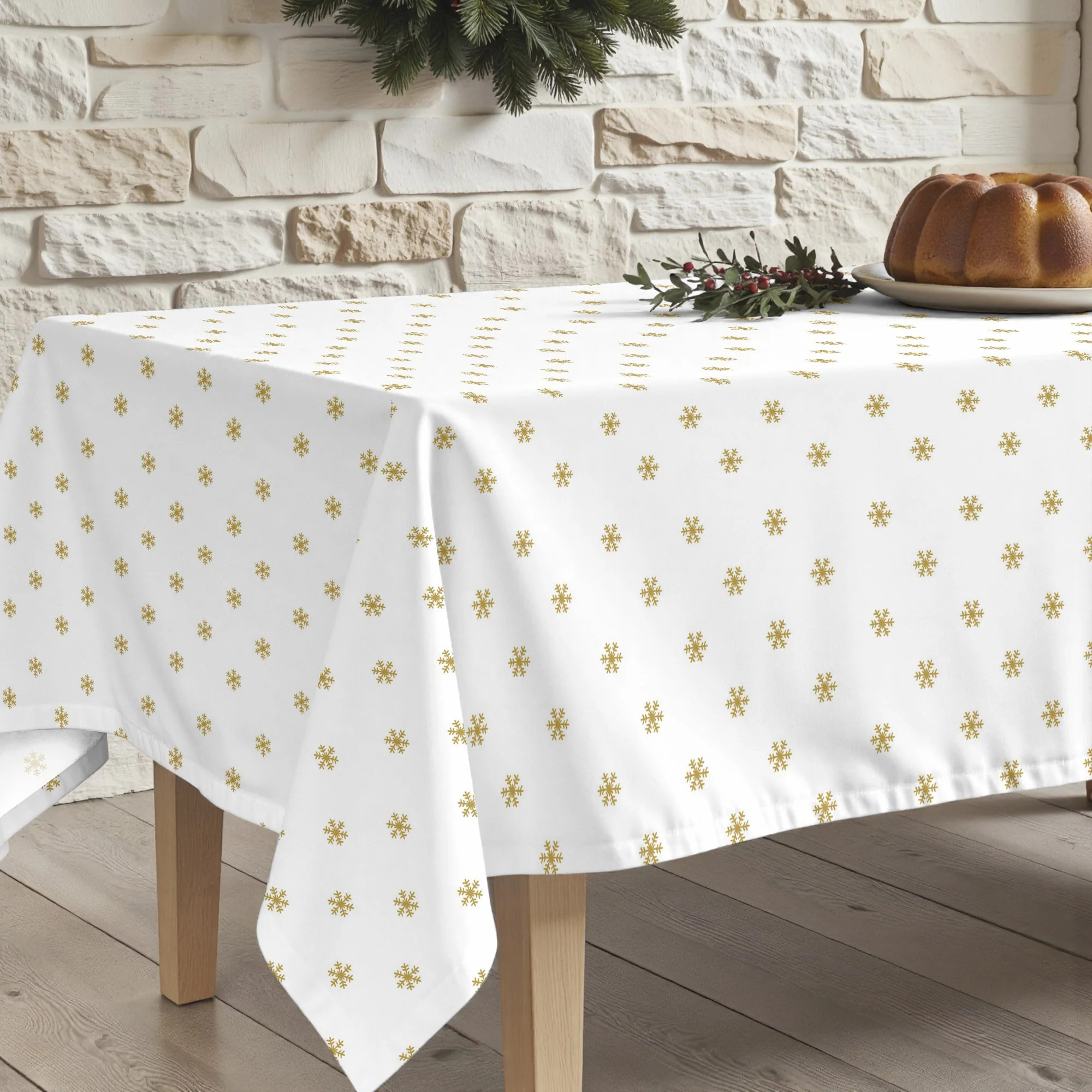 Nappe en résine Anti-tâches Snowflakes Gold