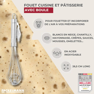 Fouet de cuisine et pâtisserie en inox avec bille 26,5 cm Fackelmann Ovale Limited Edition