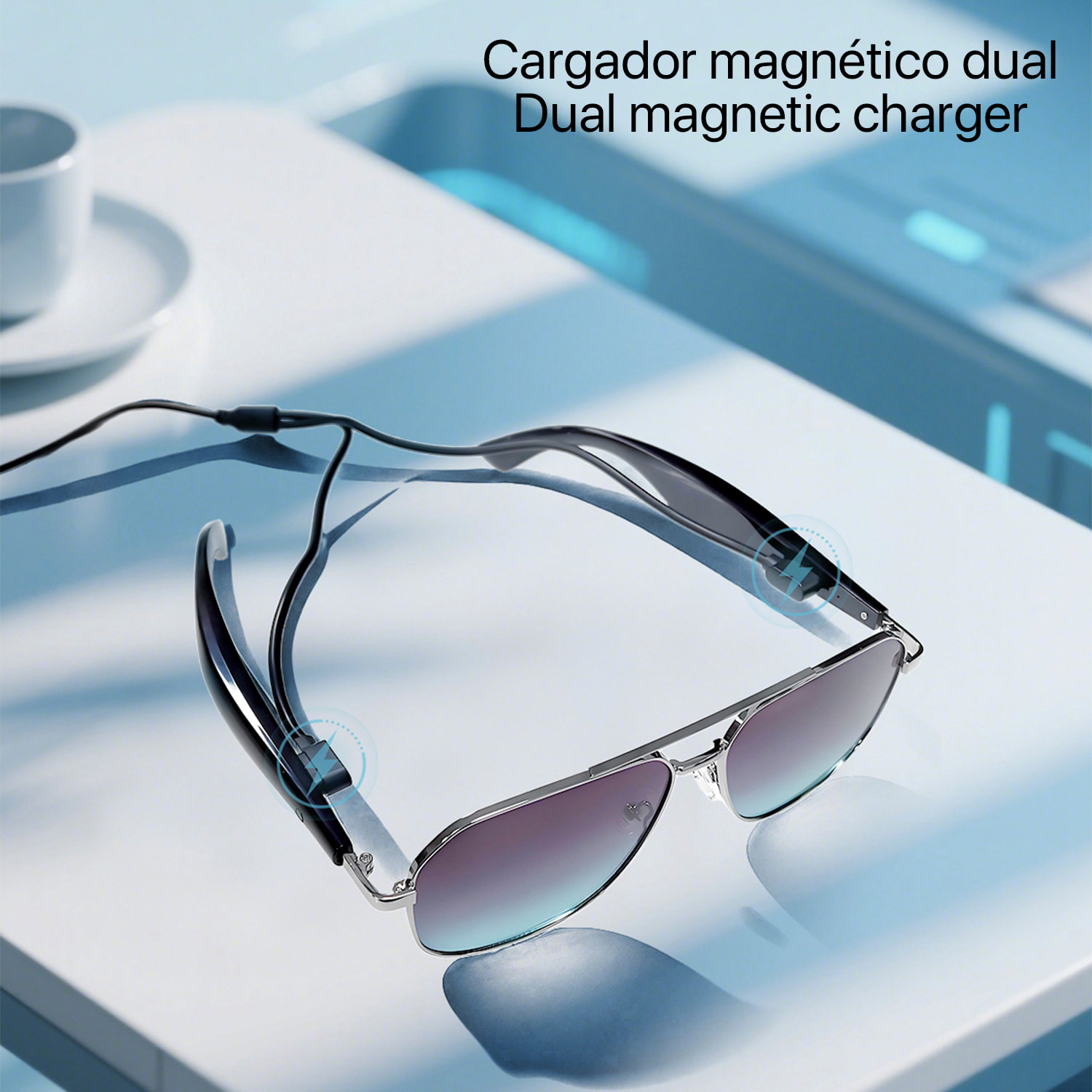 Gafas AI GY-100, traducción automática de +100 idiomas, agente AI, reproducción músical.