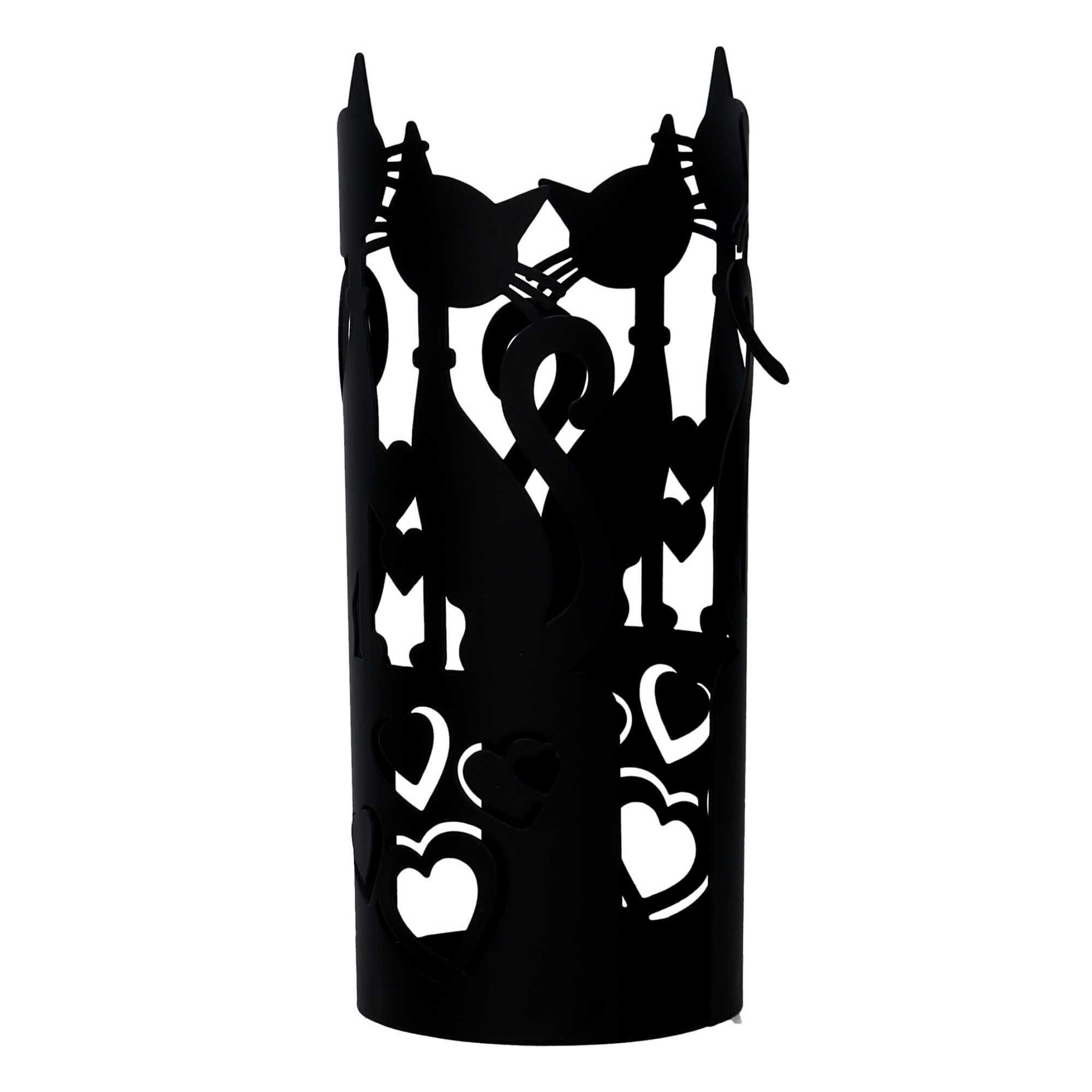 Portabicchiere in metallo gatti nero tondo cm ø8h20