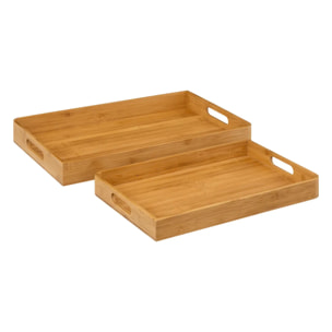 Lot de 2 plateaux de service bambou