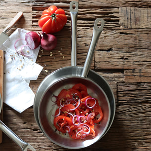 Lot de 3 poêles en acier inoxydable - tous feux PROFESSIONNEL