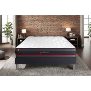 Ensemble Matelas Sommier 140x190 cm - Sommier Noir (déjà monté) - Regen