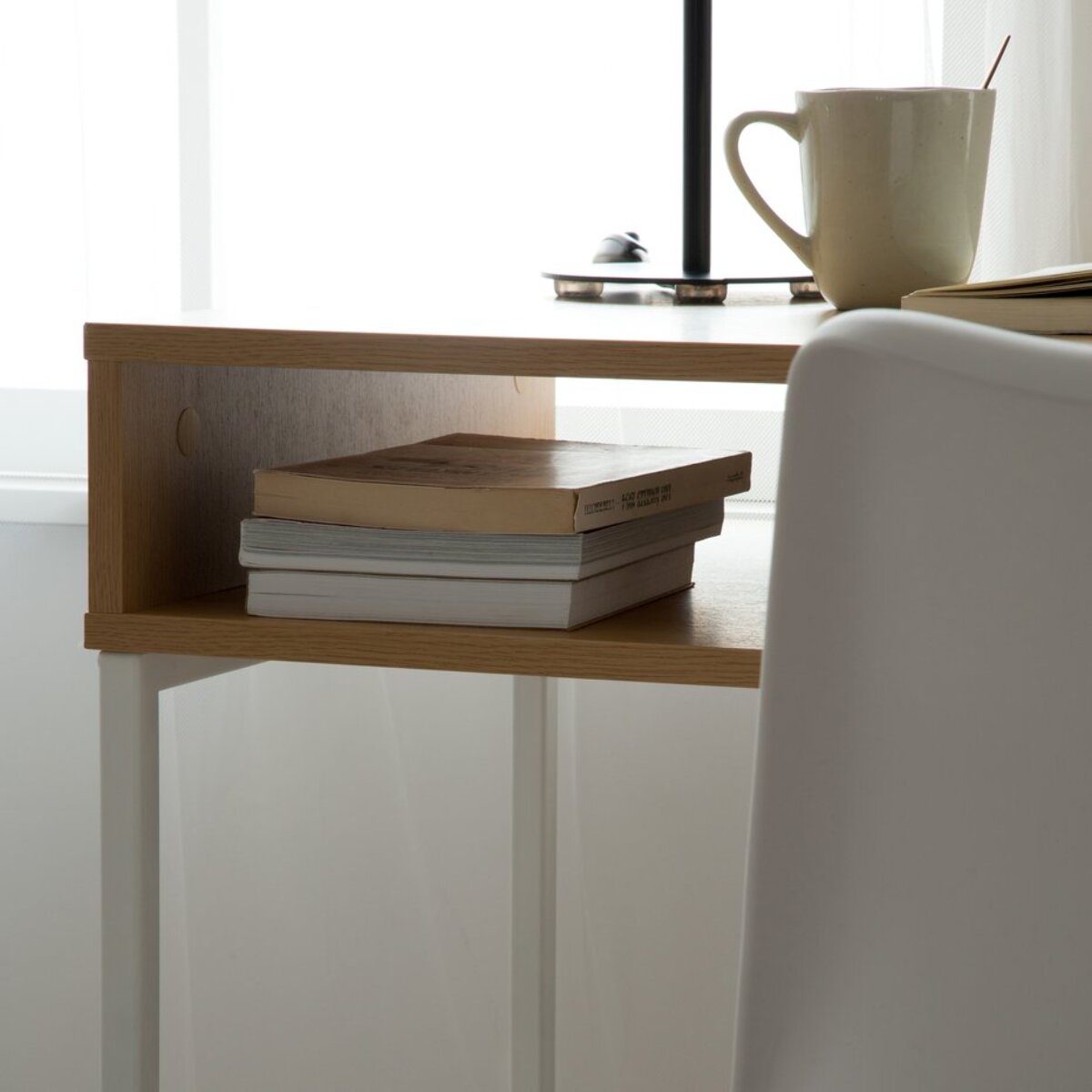 Bureau Gauguin -tableau technique stratifié-couleur chêne clair/blanc 120 x 78 x 50 cm