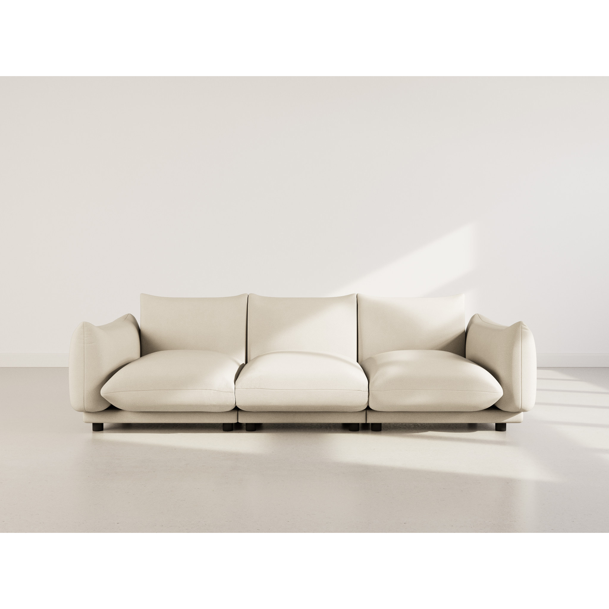 Jeanne - Canapé modulable 3 places en velours texturé - Beige