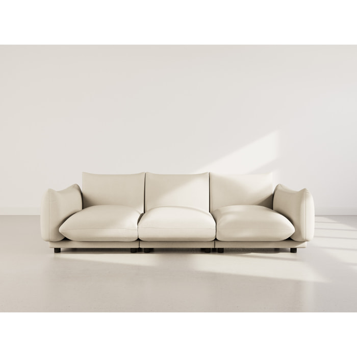Jeanne - Canapé modulable 3 places en velours texturé - Beige