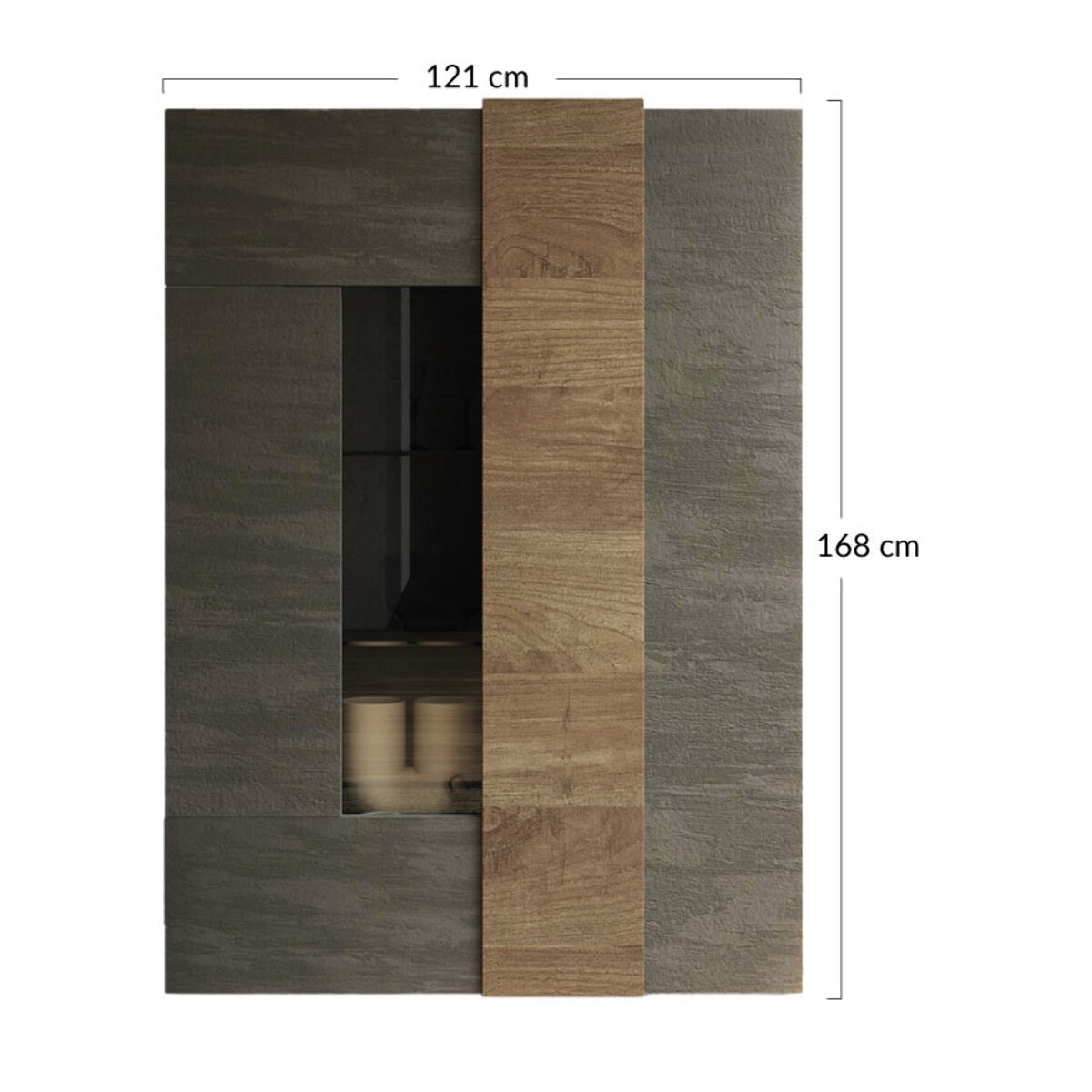 Leon - vitrine - 2 portes - 121x168 cm - Bois / Blanc