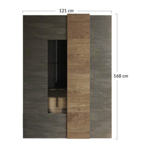 Leon - vitrine - 2 portes - 121x168 cm - Bois / Blanc