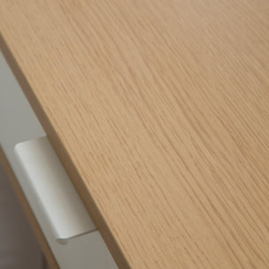 Bureau Gauguin -tableau technique stratifié-couleur chêne clair/blanc 120 x 78 x 50 cm