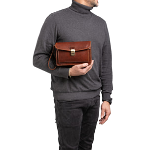 Borsa a mano  da uomo In Vera pelle Made in Italy 24x17x8 cm