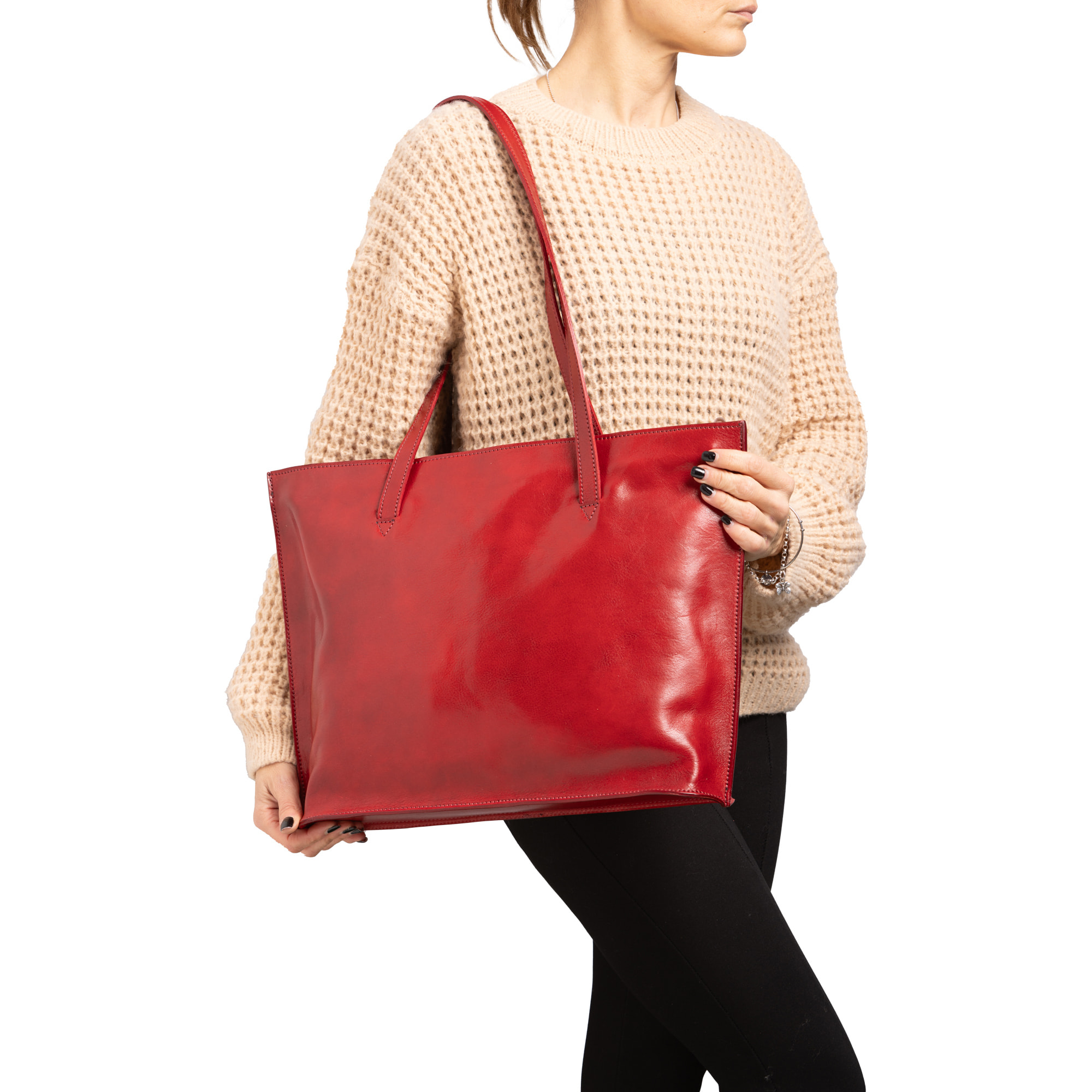 Borsa a spalla  da donna In Vera pelle Made in Italy 31x43x10 cm