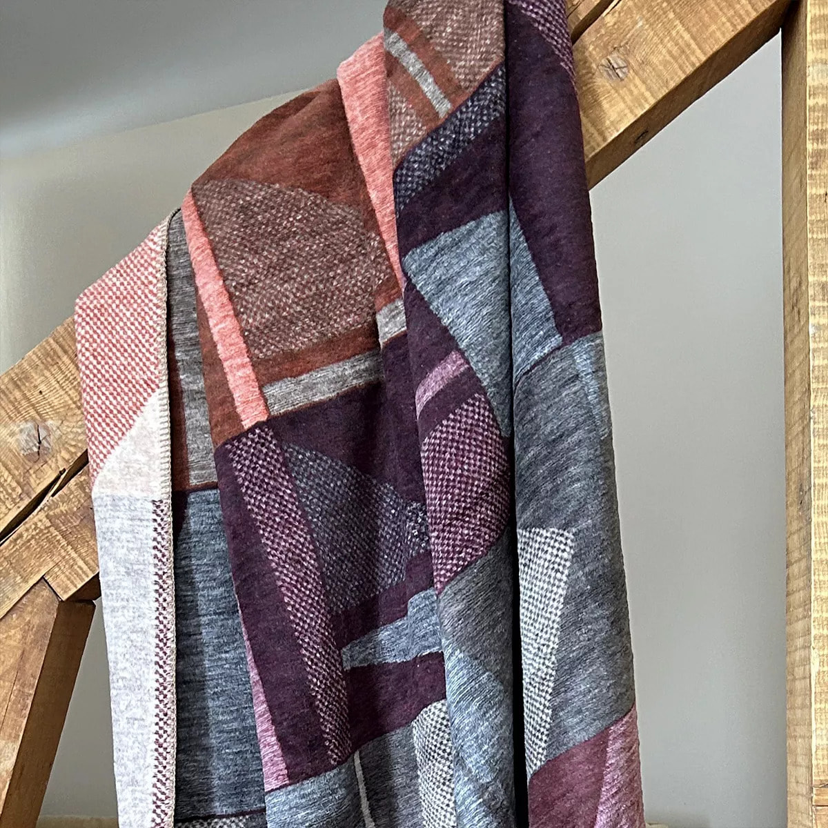 Plaid coton & autres fibres 470 g/m² motif jacquard multicolore Medley brique