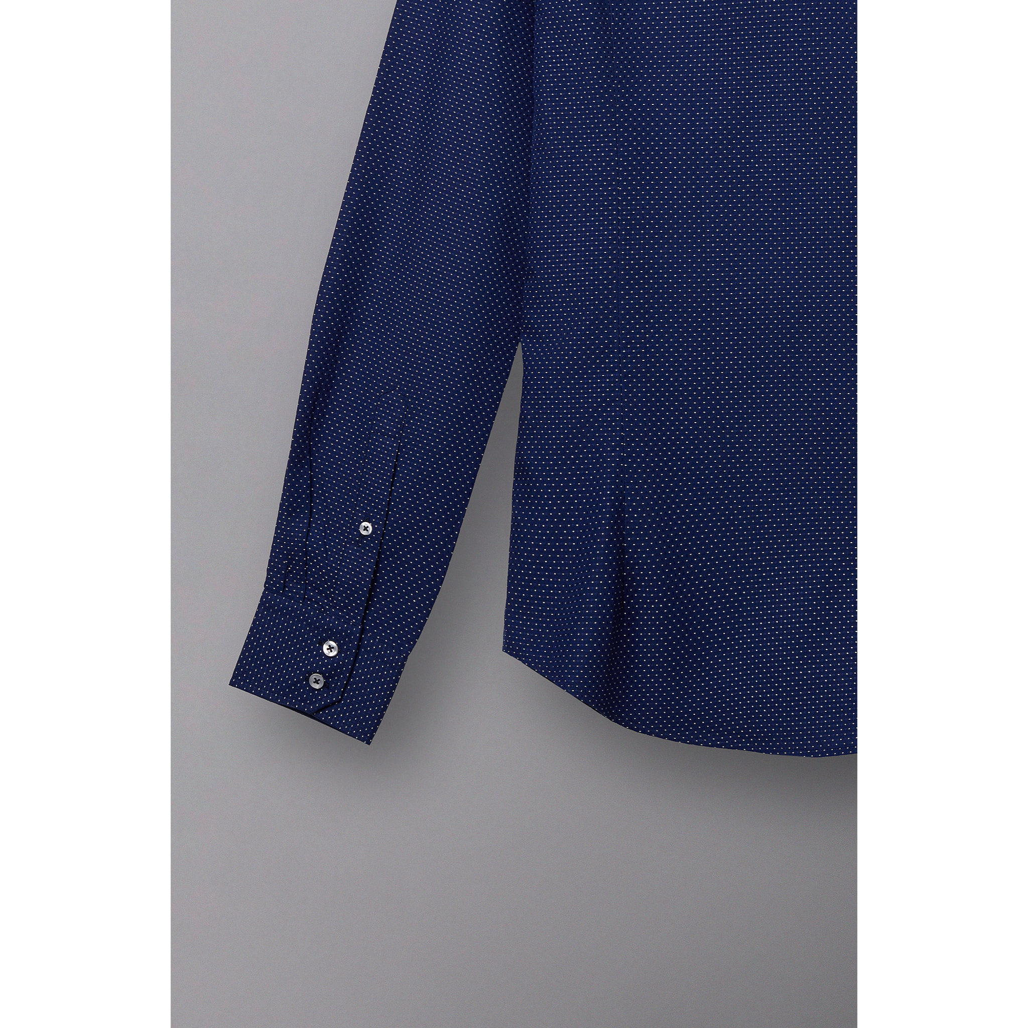 Camicia Uomo 2 Bottoni Button Down Slim Jacquard Fantasia Blu\Bianco