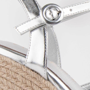 Alpargata De Cuña - Plateado - Altura: 9 Cm