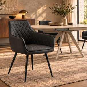 Set di 2 poltroncine LEON in similpelle antracite e gambe nere