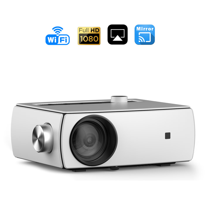Proyector LCD YG430 Wifi, FHD1080, duplicación de pantalla para iOS y Android. USB/HDMI/AV. De 42.5 a 176 pulgadas, 2300 lm, 2000:1. Con mando a distancia.