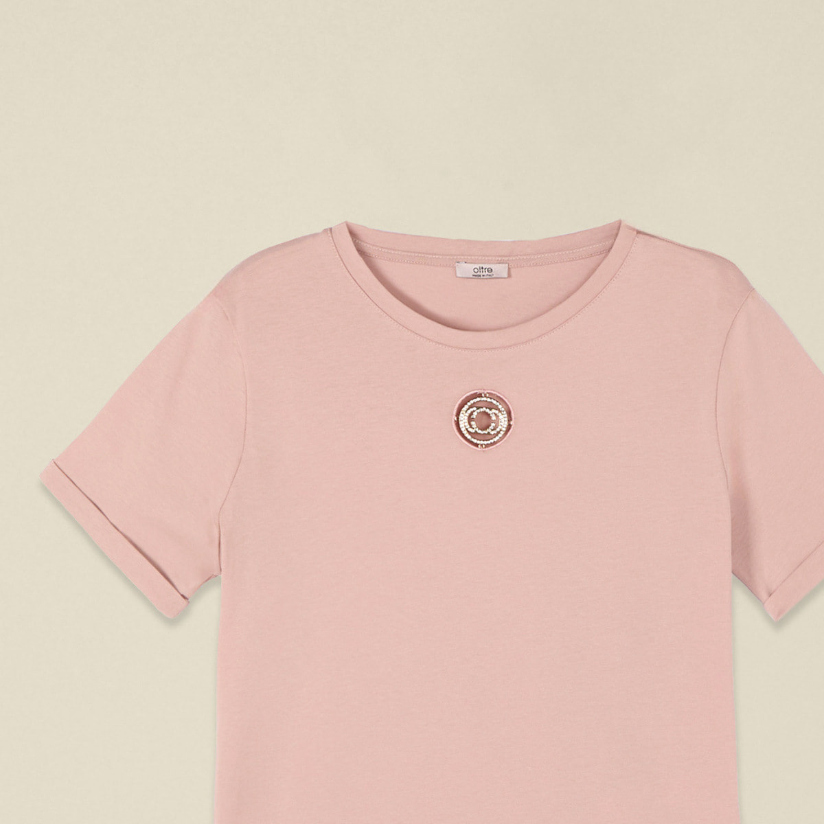 Oltre - Camiseta con incrustación y cristales - Rosa
