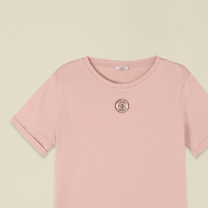 Oltre - Camiseta con incrustación y cristales - Rosa