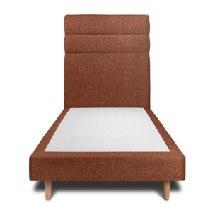 Lit avec tête de lit bandes horizontales bouclette et sommier tapissier Ep14